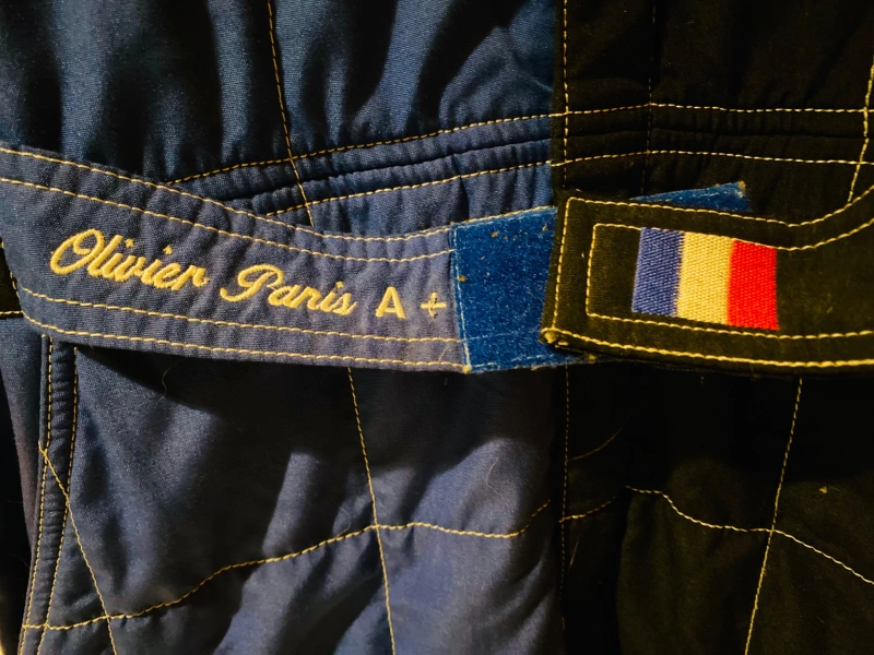 Genuine official vintage F3 racing overalls worn by Olivier Panis