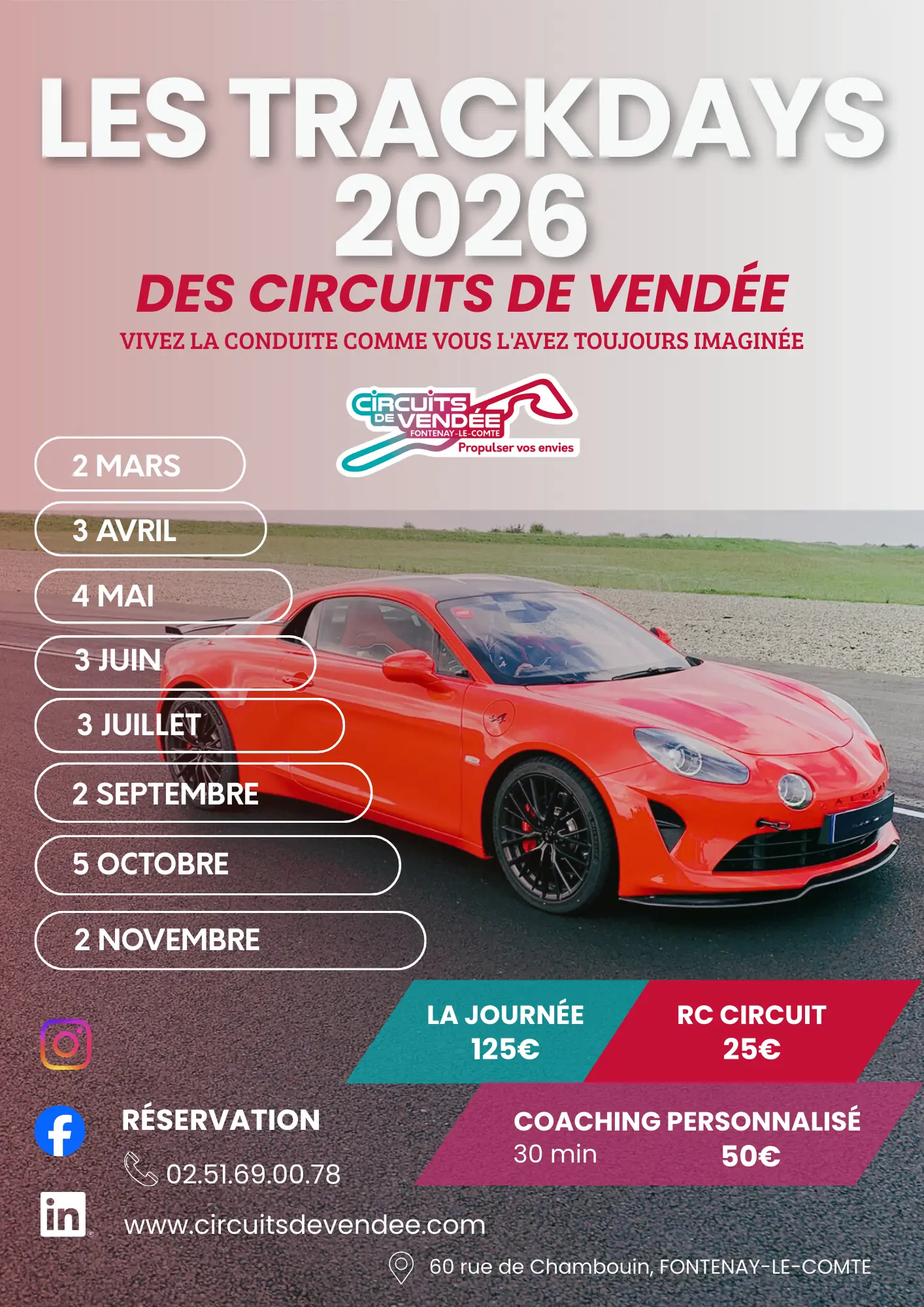 Les Trackdays 2026 des Circuits de Vendée (85200 Fontenay-Le-Comte) – photo 1