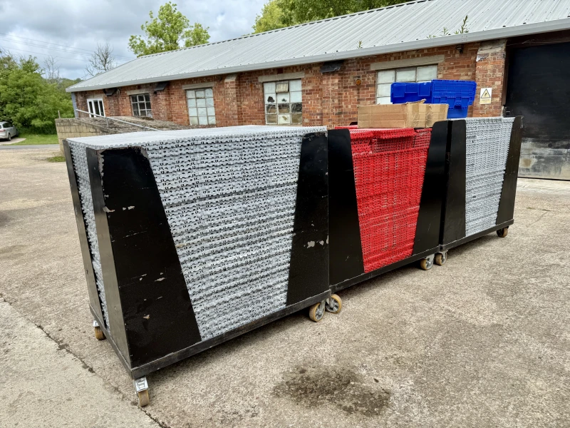 Swisstrax flooring tiles on trollies