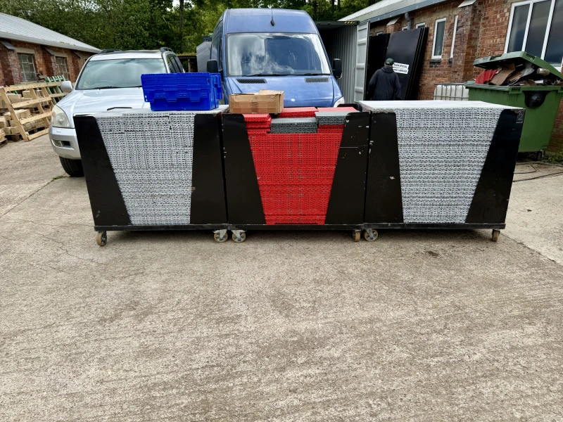 Swisstrax flooring tiles on trollies