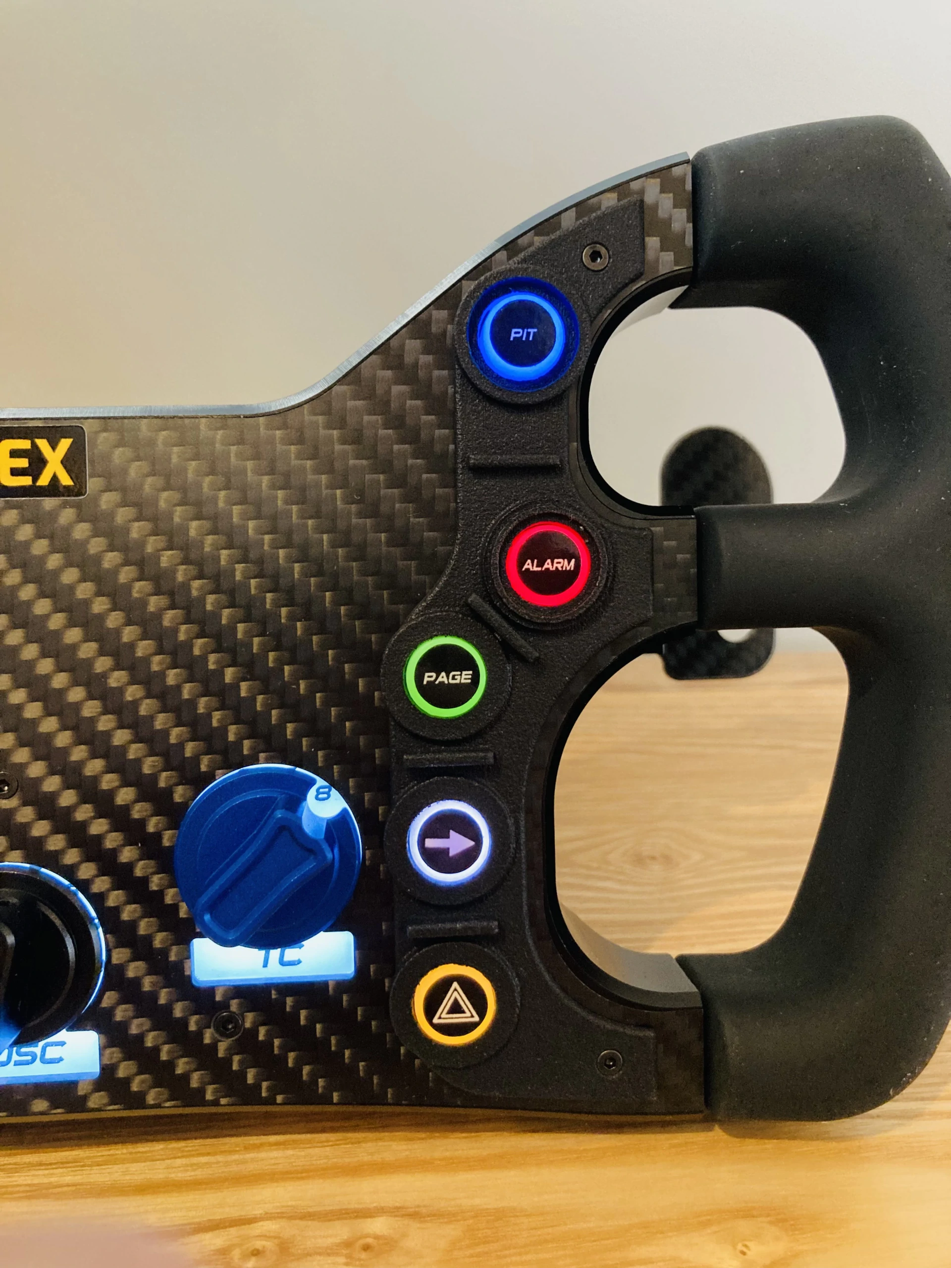 Apex GT3 CAN enabled steering wheel with LED buttons and backlit rotary switches
