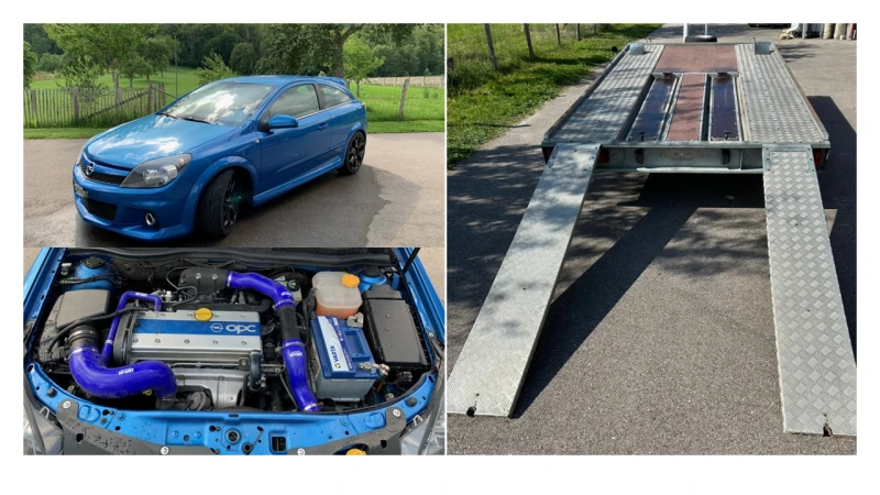 Opel astra H OPC + car trailer