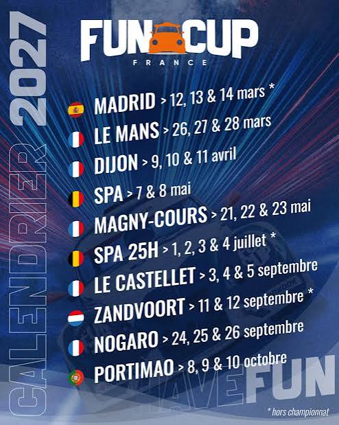 Saison complet 2027 Fun Cup France