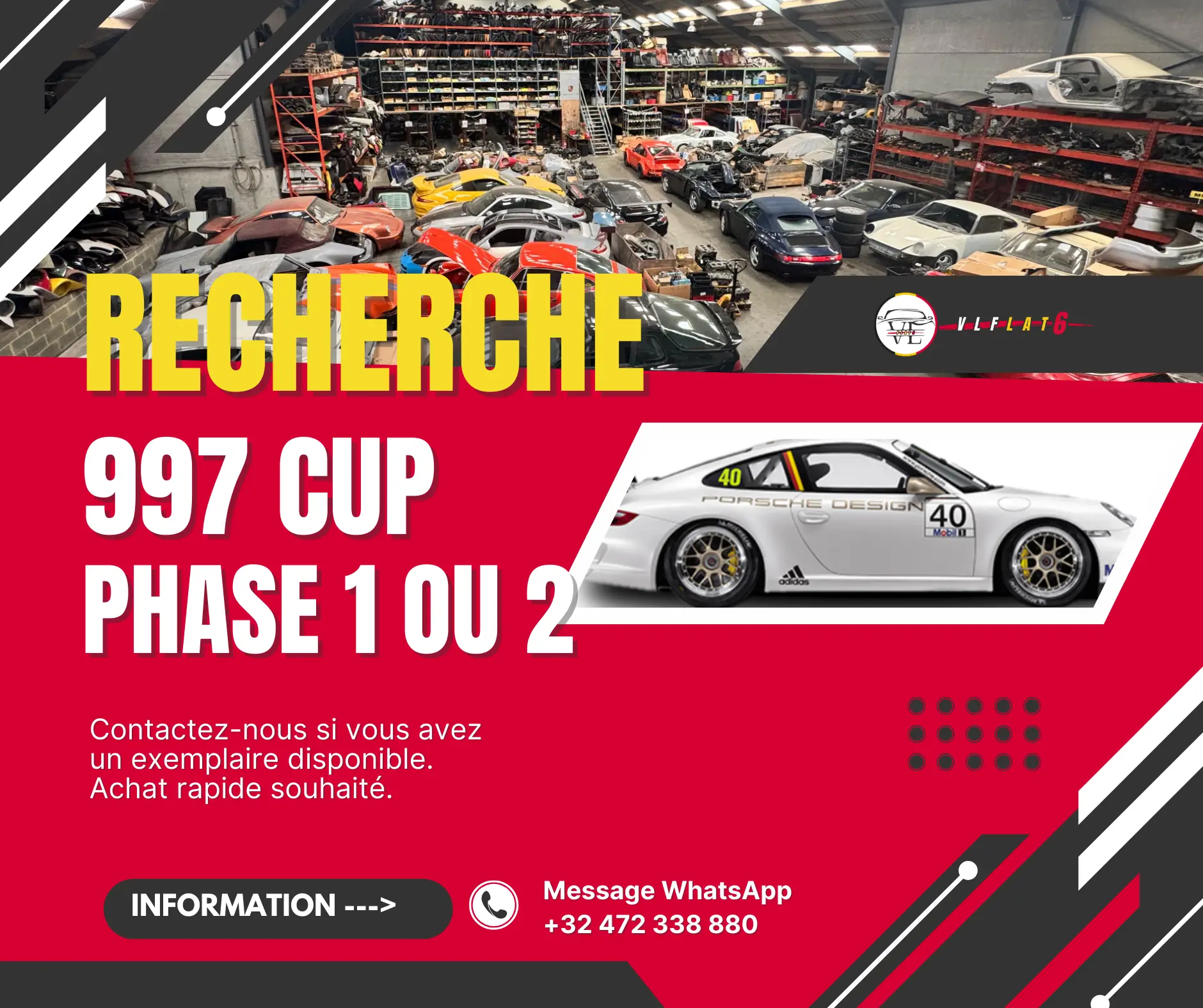Urgent search Porsche 997 Phase 1 or 2 Cup – photo 1