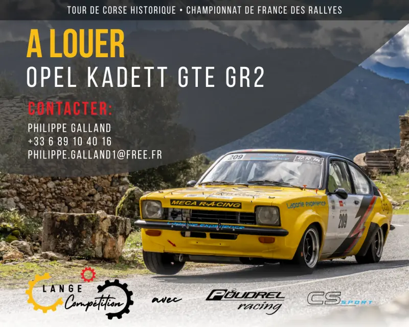 FOR RENT VHC-Tour de Corse Historique-Opel Kadett GTE Gr2 asphalt by LANGE COMPETITION