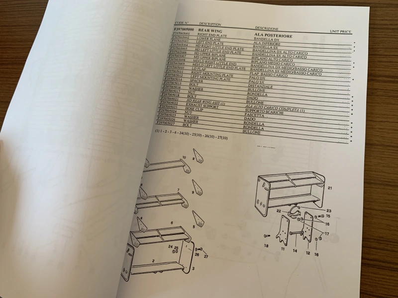 Dallara 397 - 1997 Catalogue des pièces détachées