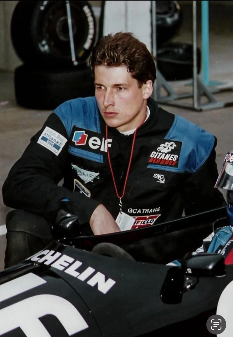 Genuine official vintage F3 racing overalls worn by Olivier Panis