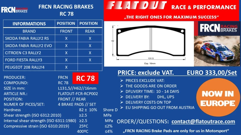 PLAQUETTES DE FREIN FRCN RACING