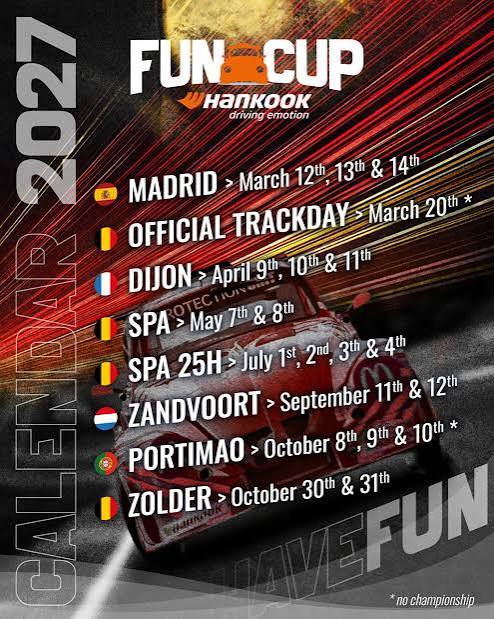 Saison 2027 Fun Cup Belgique Ccomplet EVO3 ou EVO4