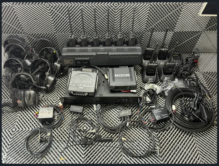 Used. Racecom Kenwood Motorsport pit-lane radio gear. Kit for 2 cars and crew. + repeater
