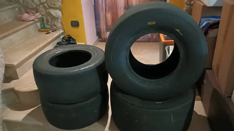 RED, YELLOW AND PURPLE PIRELLI TYRES