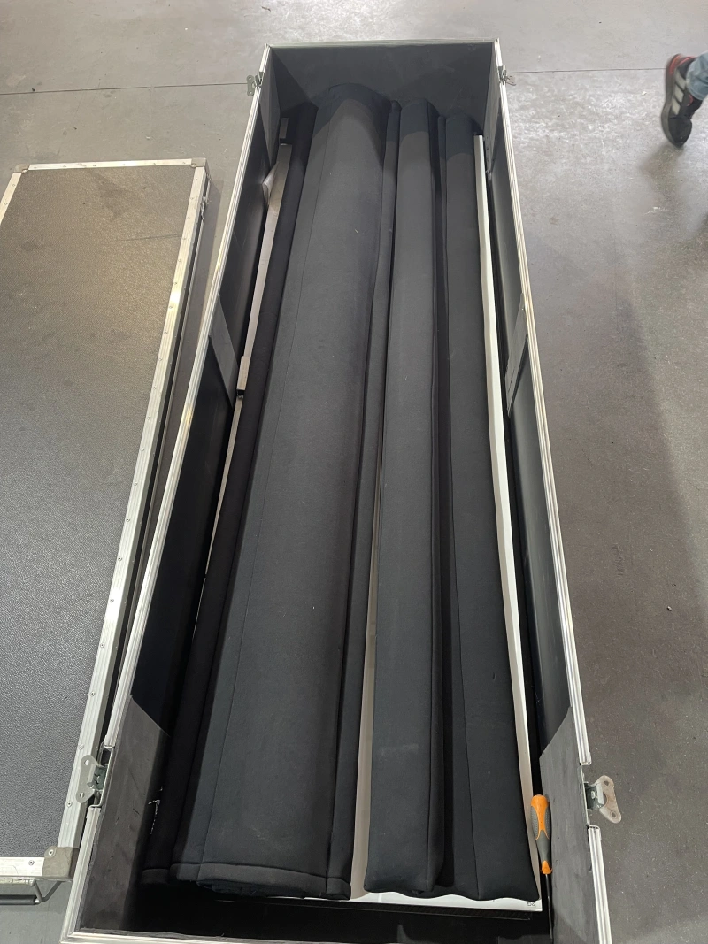 Motorsport stand panels complete with ventilated helmet storage + flight case