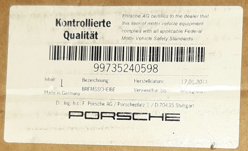 PORSCHE GT3 discs