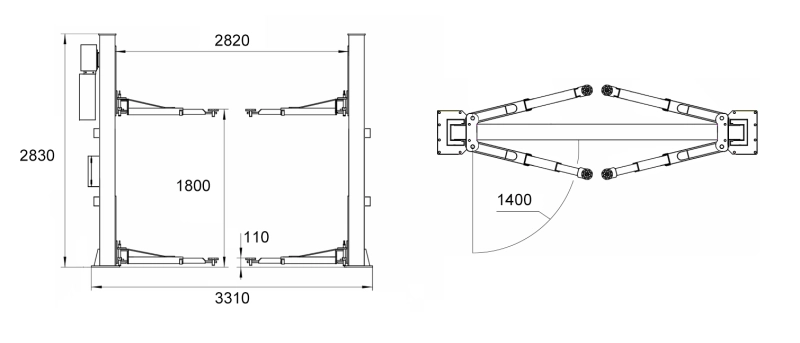 2-Column 4-Tonne Automatic Bridge Lift