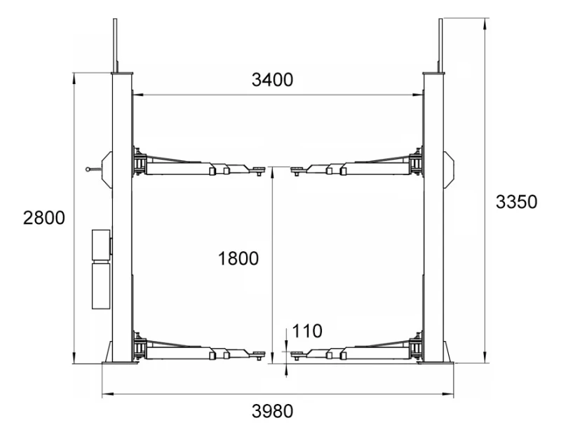 2-Column 5.5T Bridge Lift - Semi-Automatic Release