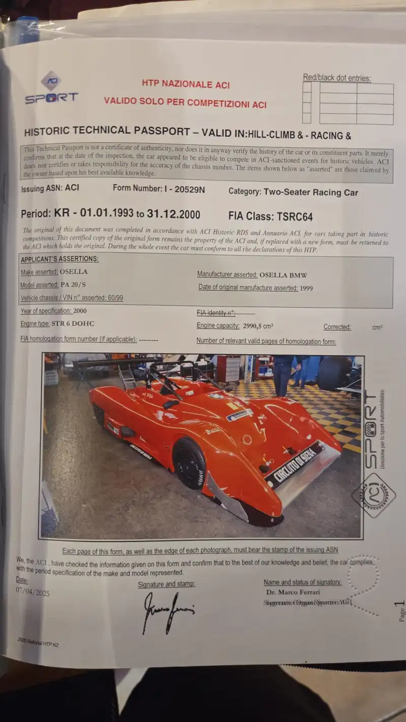 OSELLA PA20/S 3 000 cm³ BMW par Armaroli HTP FIA