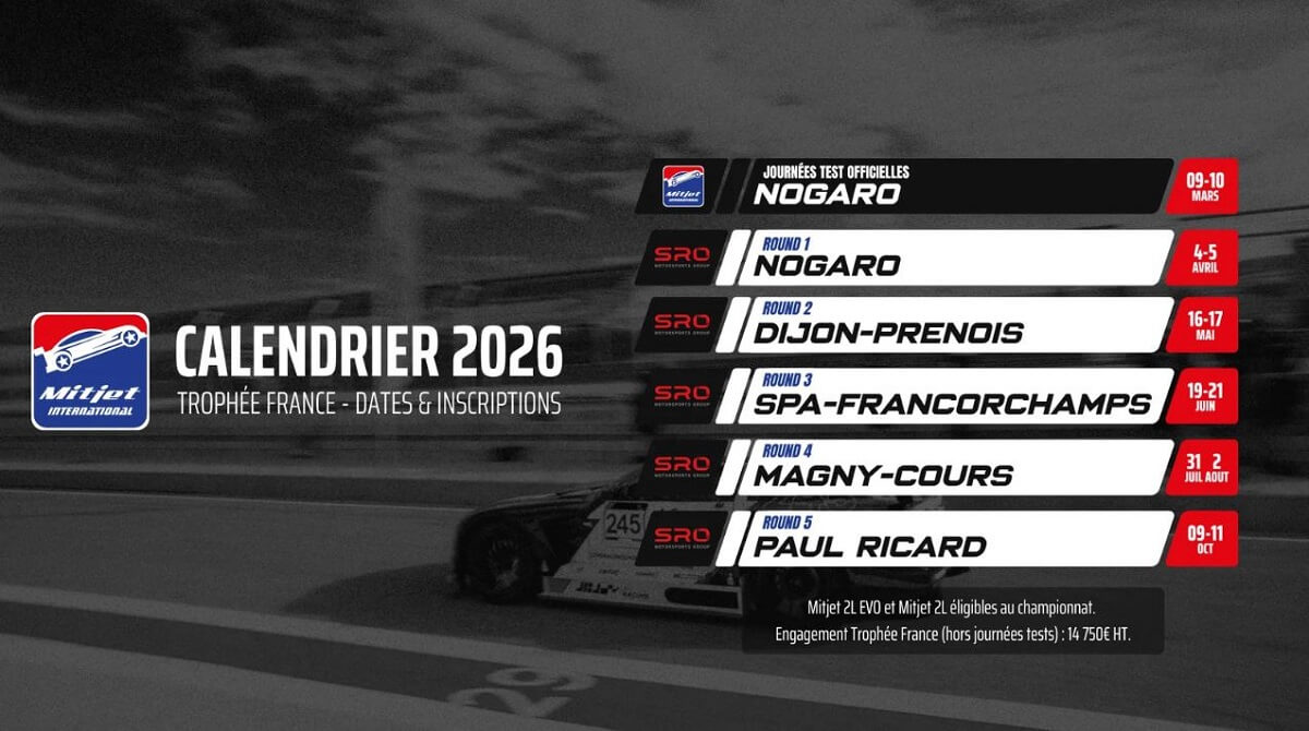 Calendrier Trophée France Mitjet 2026