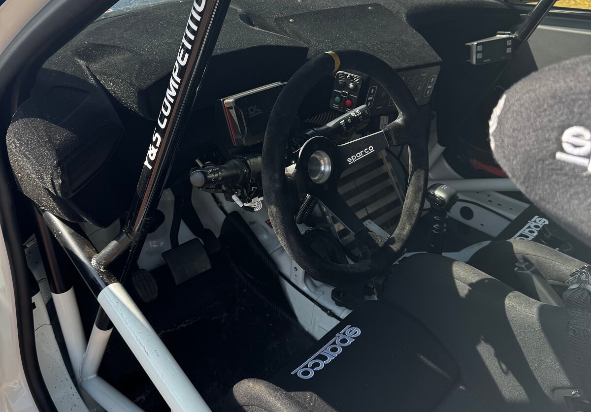 Cockpit of a Peugeot 208 Rally6
