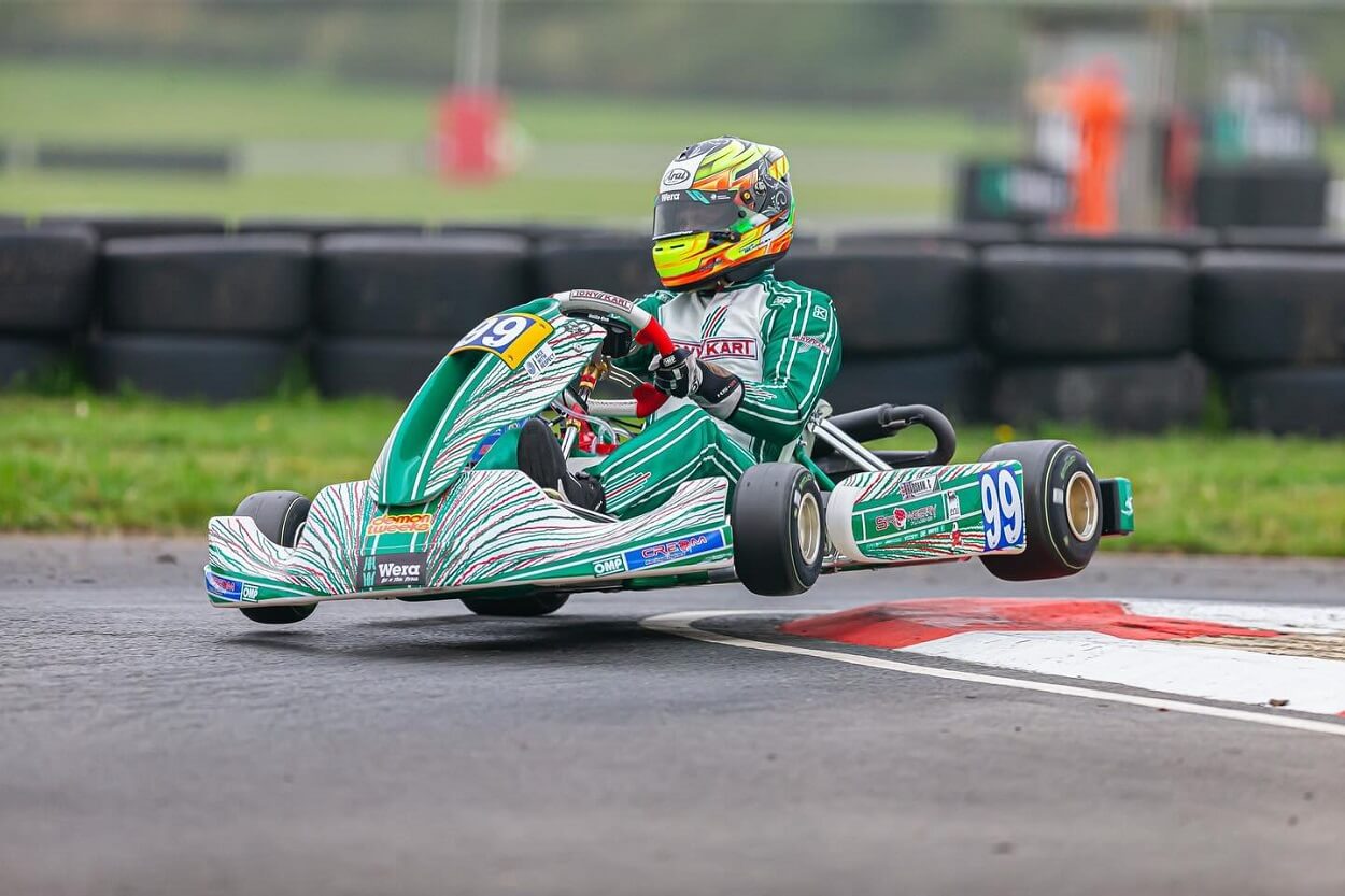 Driving a racing kart on track