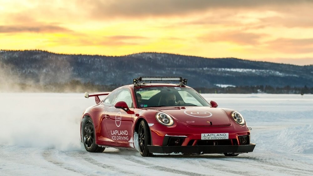 Porsche from the Lapland ice driving company