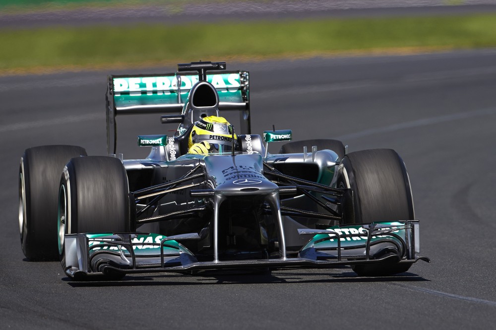Hamilton driving his Mercedes F1 W04 in 2013