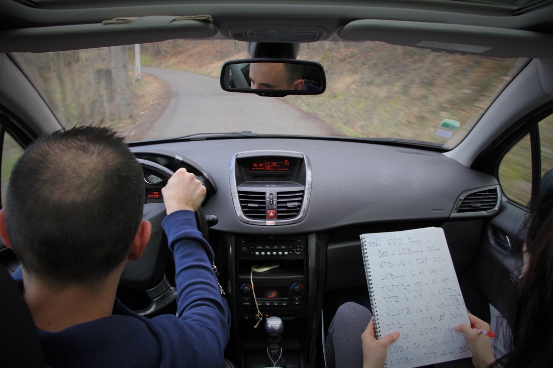 Rally team on reconnaissance to prepare notes