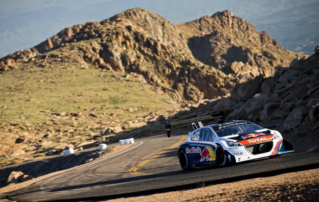 Sébastien Loeb driving the PEUGEOT 208 T16 at Pikes Peak